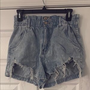 SO Blue High Waist Denim Shorts Relaxed Fit